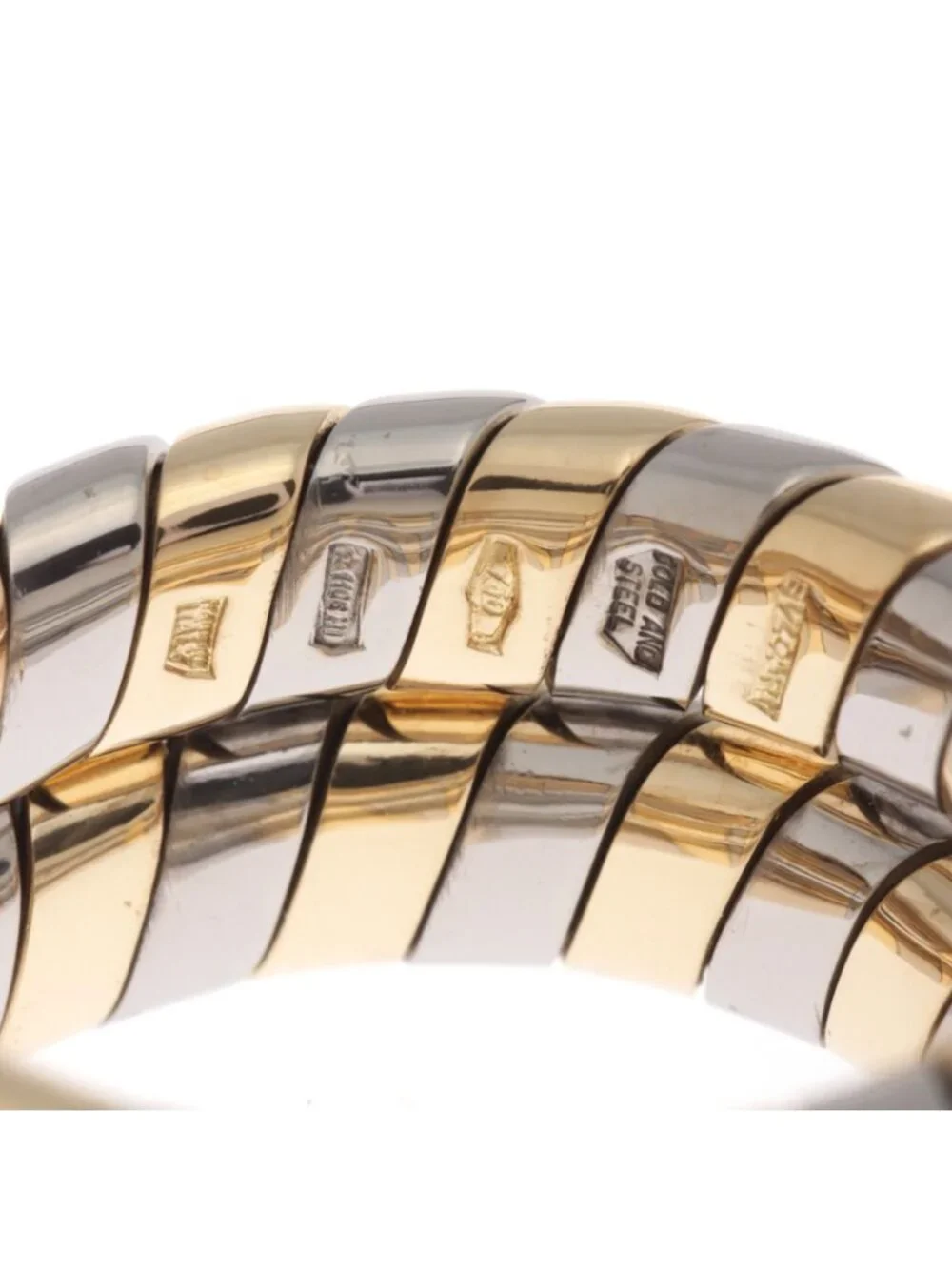 Bvlgari Tuboga Sling 18k Yellow Gold Stainless Ring